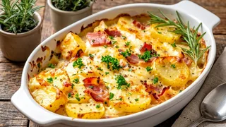 Creamy Potato Gratin with Crispy Bacon