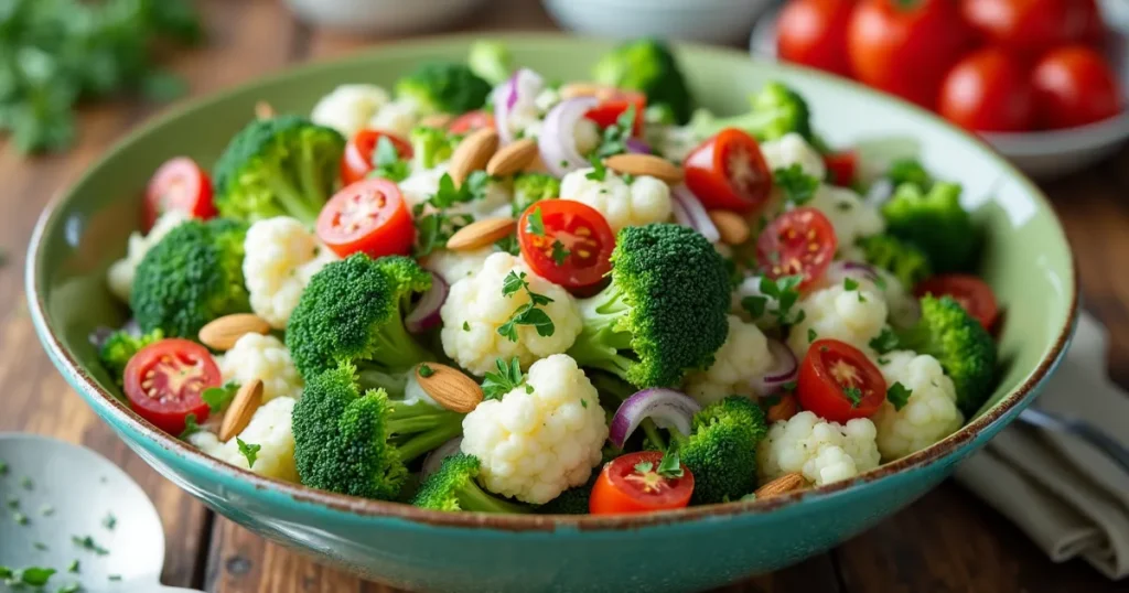 Broccoli and cauliflower salad